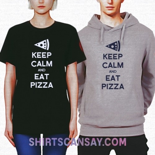 KEEP CALM AND EAT PIZZA 크루넥 이미지